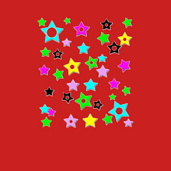 Свитшот хлопковый мужской Разноцветные неоновые звезды, цвет: красный — фото 2