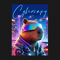 Свитшот хлопковый мужской Cyber capybara - neon metropolis, цвет: черный — фото 2