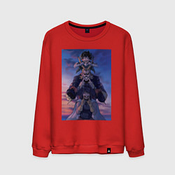 Свитшот хлопковый мужской Моя геройская академия Всемогущий Идзуку Мидория, цвет: красный