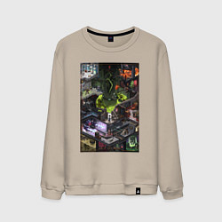 Свитшот хлопковый мужской Half life 1 - levels and bosses, цвет: миндальный