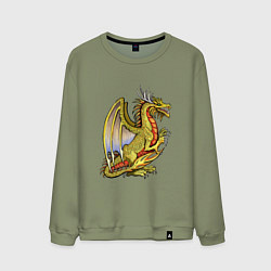 Свитшот хлопковый мужской HOMM3 gold dragon, цвет: авокадо
