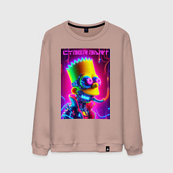Свитшот хлопковый мужской Cyber Bart - neon glow fantasy, цвет: пыльно-розовый