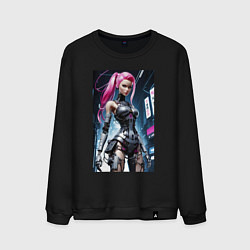 Свитшот хлопковый мужской Cyber Barbie from future - ai art fantasy, цвет: черный