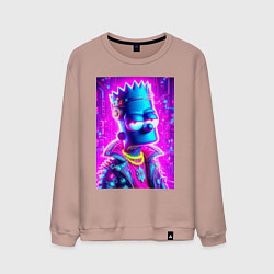 Свитшот хлопковый мужской Кибер Барт цвета ультрамарин - нейросеть, цвет: пыльно-розовый