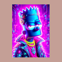 Свитшот хлопковый мужской Кибер Барт цвета ультрамарин - нейросеть, цвет: пыльно-розовый — фото 2