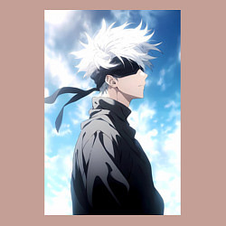 Свитшот хлопковый мужской Магическая битва Сатору Годзё в повязке, цвет: пыльно-розовый — фото 2