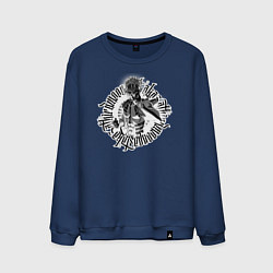 Свитшот хлопковый мужской Клинок рассекающий демонов - Аказа, цвет: тёмно-синий