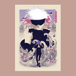 Свитшот хлопковый мужской Магическая битва Сатору Годзё арт повязка, цвет: пыльно-розовый — фото 2