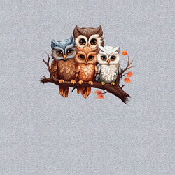 Свитшот хлопковый мужской Четыре совы на ветке, цвет: меланж — фото 2