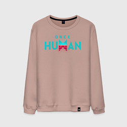 Свитшот хлопковый мужской Once human logo, цвет: пыльно-розовый