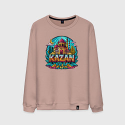 Свитшот хлопковый мужской Город Казань, цвет: пыльно-розовый