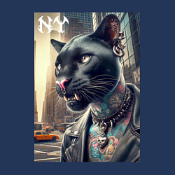 Свитшот хлопковый мужской Cool dude panther from New York - ai art, цвет: тёмно-синий — фото 2