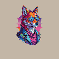 Свитшот хлопковый мужской Лис в кожаной куртке, цвет: миндальный — фото 2