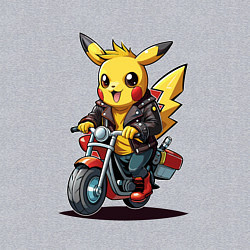 Свитшот хлопковый мужской Пикачу на ретро мотоцикле, цвет: меланж — фото 2