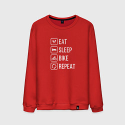 Свитшот хлопковый мужской Eat sleep bike repeat, цвет: красный