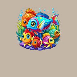 Свитшот хлопковый мужской Яркие тропические рыбки, цвет: миндальный — фото 2