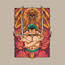 Свитшот хлопковый мужской One piece Зоро бог, цвет: миндальный — фото 2