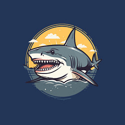 Свитшот хлопковый мужской Акула в кругу, цвет: тёмно-синий — фото 2