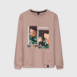 Свитшот хлопковый мужской Клинок рассекающий демонов Kamado Tanjiro, цвет: пыльно-розовый