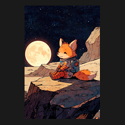 Свитшот хлопковый мужской Лиса в космосе, цвет: черный — фото 2