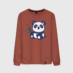 Свитшот хлопковый мужской Панда с веточкой, цвет: кирпичный