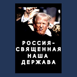 Свитшот хлопковый мужской Мем Трамп после покушения Россия держава, цвет: тёмно-синий — фото 2