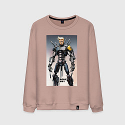 Свитшот хлопковый мужской Cyber Trump is real guy - ai art, цвет: пыльно-розовый
