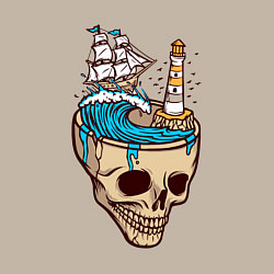 Свитшот хлопковый мужской Кораблик в черепе, цвет: миндальный — фото 2