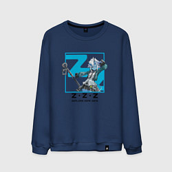 Свитшот хлопковый мужской Сокаку - Zenless Zone Zero, цвет: тёмно-синий