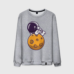 Свитшот хлопковый мужской Отдых на Луне, цвет: меланж