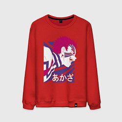 Свитшот хлопковый мужской Клинок рассекающий демонов Акадза, цвет: красный