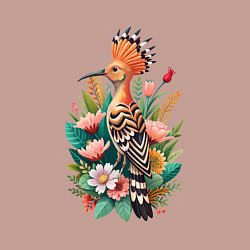 Свитшот хлопковый мужской Птица удод среди цветов, цвет: пыльно-розовый — фото 2