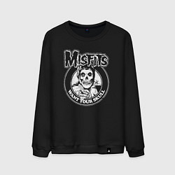 Свитшот хлопковый мужской Misfits want your skull rock, цвет: черный
