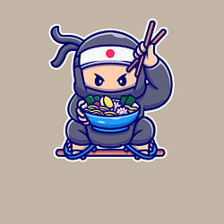 Свитшот хлопковый мужской Ниндзя рамен, цвет: миндальный — фото 2