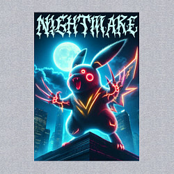 Свитшот хлопковый мужской Nightmare - terrible Pikachu neon glow, цвет: меланж — фото 2