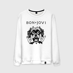 Свитшот хлопковый мужской Bon Jovi - rock dog, цвет: белый