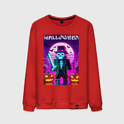 Свитшот хлопковый мужской Скелет в шляпе с мечом - Майнкрафт, цвет: красный