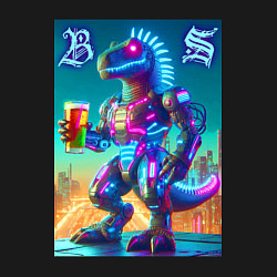Свитшот хлопковый мужской Beersaur neon glow - meme, цвет: черный — фото 2