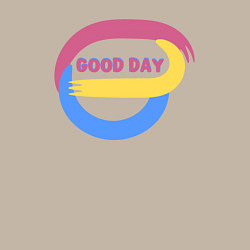 Свитшот хлопковый мужской Абстракция и надпись - good day, цвет: миндальный — фото 2