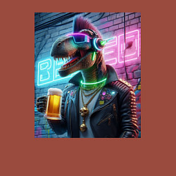Свитшот хлопковый мужской Dinosaur dude with a beer mug wearing headphones a, цвет: кирпичный — фото 2