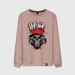 Свитшот хлопковый мужской Hip-hop skeletor, цвет: пыльно-розовый