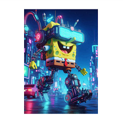 Свитшот хлопковый мужской Cyber Sponge Bob - neon glow fantasy, цвет: белый — фото 2