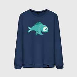 Свитшот хлопковый мужской Весёлая рыбка, цвет: тёмно-синий