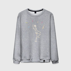 Свитшот хлопковый мужской Скелет танцует, цвет: меланж