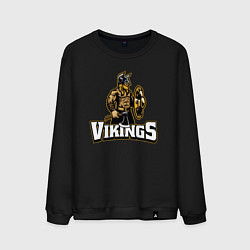 Свитшот хлопковый мужской Vikings team, цвет: черный