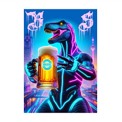 Свитшот хлопковый мужской Neon beersaur in metropolis - ai art fantasy, цвет: белый — фото 2