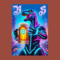 Свитшот хлопковый мужской Neon beersaur in metropolis - ai art fantasy, цвет: кирпичный — фото 2