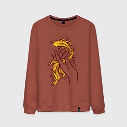 Свитшот хлопковый мужской Золотая рыбка, цвет: кирпичный