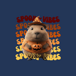 Свитшот хлопковый мужской Spooky vibes - жуткий вайб, цвет: тёмно-синий — фото 2