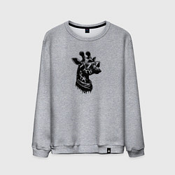 Свитшот хлопковый мужской Хипстер жираф в очках, цвет: меланж